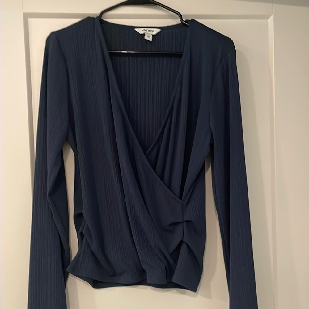Nine West Navy Wrap Top